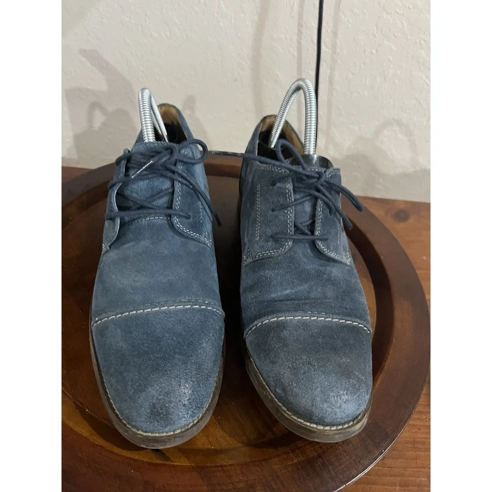Clarks 1825 Shoes Mens 10 Exton Blue‎ Suede Cap Toe Lace Up Oxford Casual